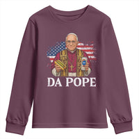 Funny Da Pope America Chicago Leo XIV Youth Sweatshirt Hotdog And Beer