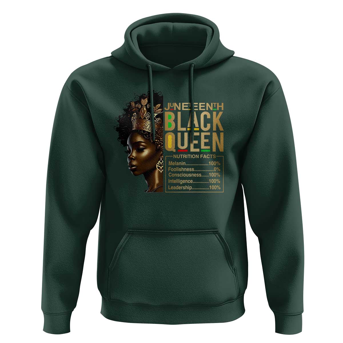 Juneteenth Black Queen Nutritional Facts Hoodie Afro Melanin Queen