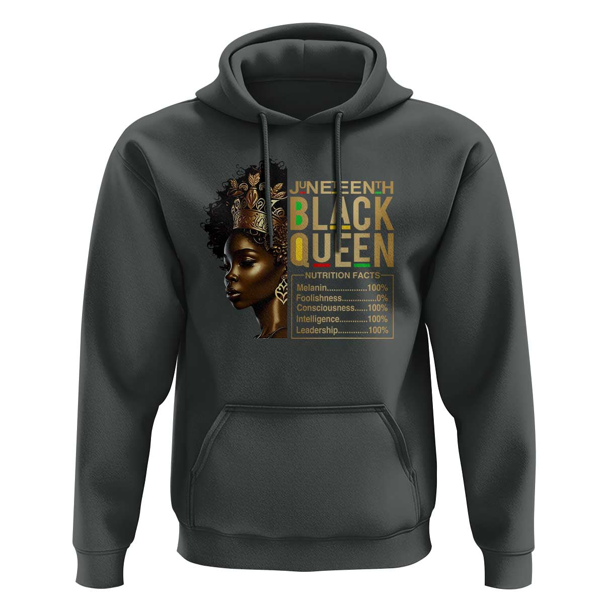 Juneteenth Black Queen Nutritional Facts Hoodie Afro Melanin Queen