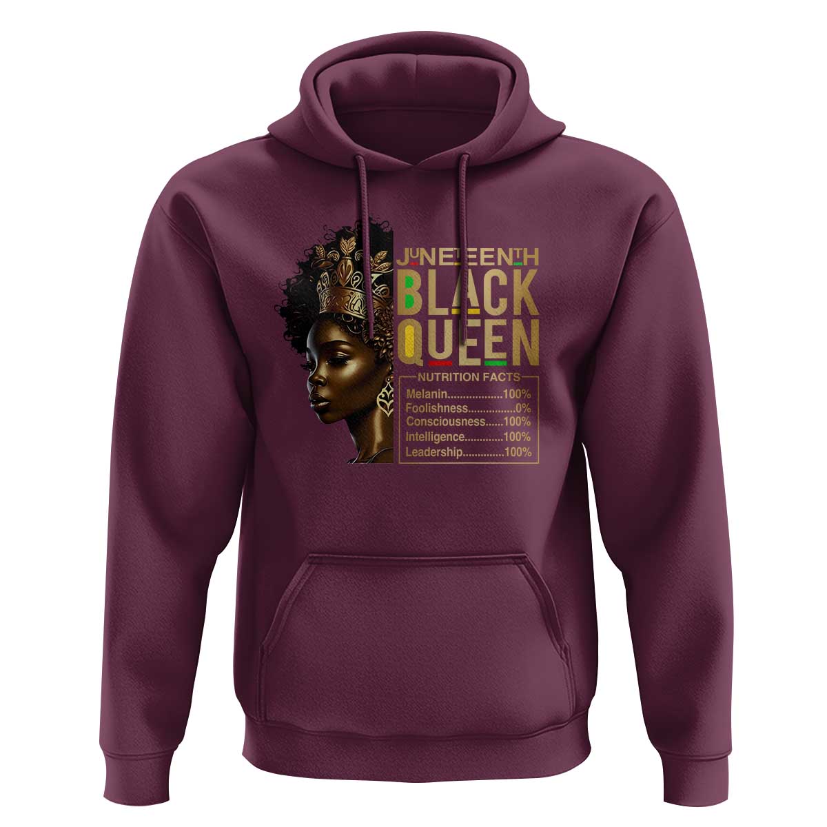 Juneteenth Black Queen Nutritional Facts Hoodie Afro Melanin Queen