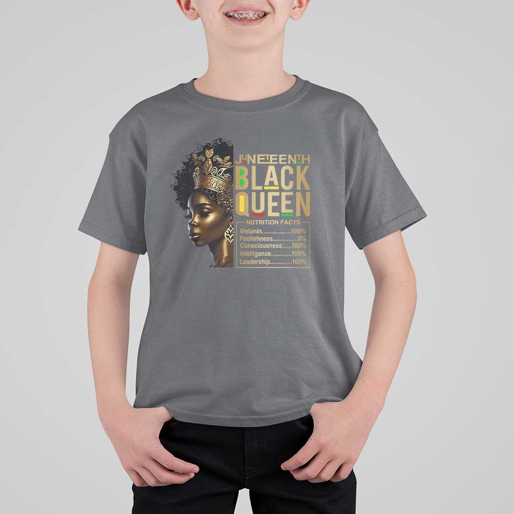 Juneteenth Black Queen Nutritional Facts T Shirt For Kid Afro Melanin Queen