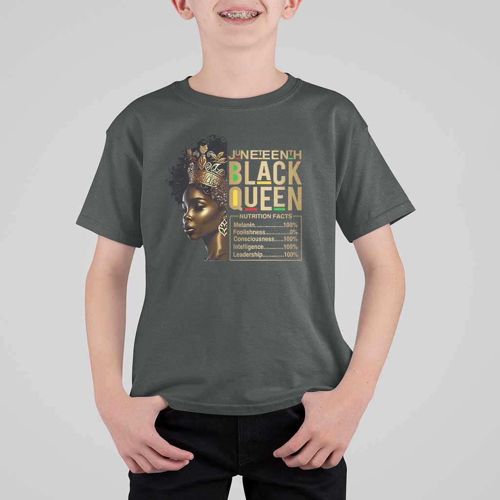 Juneteenth Black Queen Nutritional Facts T Shirt For Kid Afro Melanin Queen