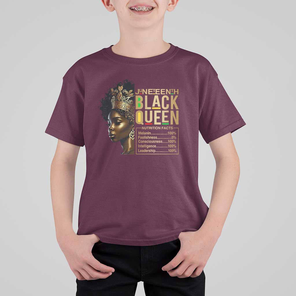 Juneteenth Black Queen Nutritional Facts T Shirt For Kid Afro Melanin Queen