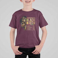 Juneteenth Black Queen Nutritional Facts T Shirt For Kid Afro Melanin Queen