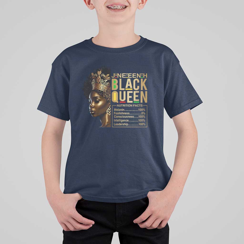 Juneteenth Black Queen Nutritional Facts T Shirt For Kid Afro Melanin Queen