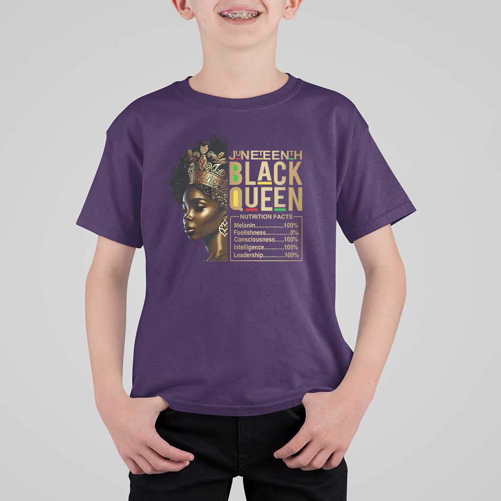 Juneteenth Black Queen Nutritional Facts T Shirt For Kid Afro Melanin Queen