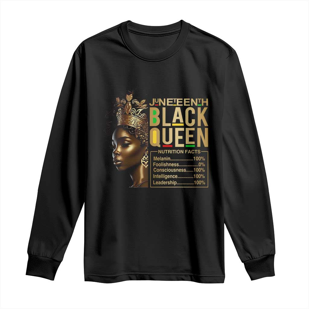 Juneteenth Black Queen Nutritional Facts Long Sleeve Shirt Afro Melanin Queen