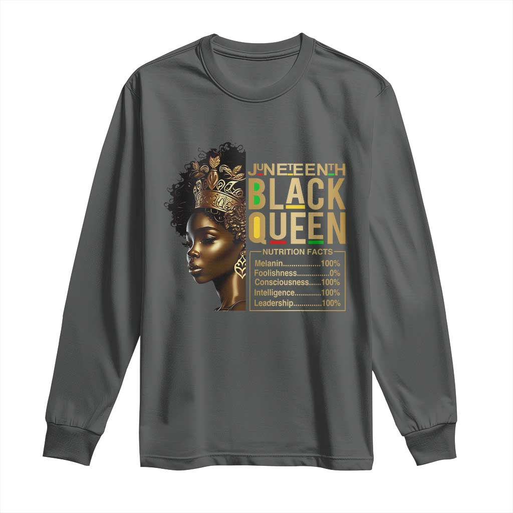 Juneteenth Black Queen Nutritional Facts Long Sleeve Shirt Afro Melanin Queen