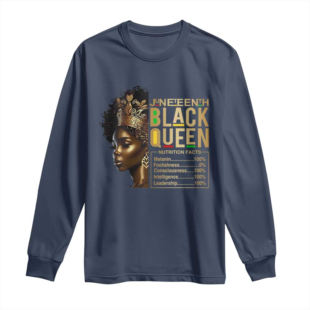 Juneteenth Black Queen Nutritional Facts Long Sleeve Shirt Afro Melanin Queen