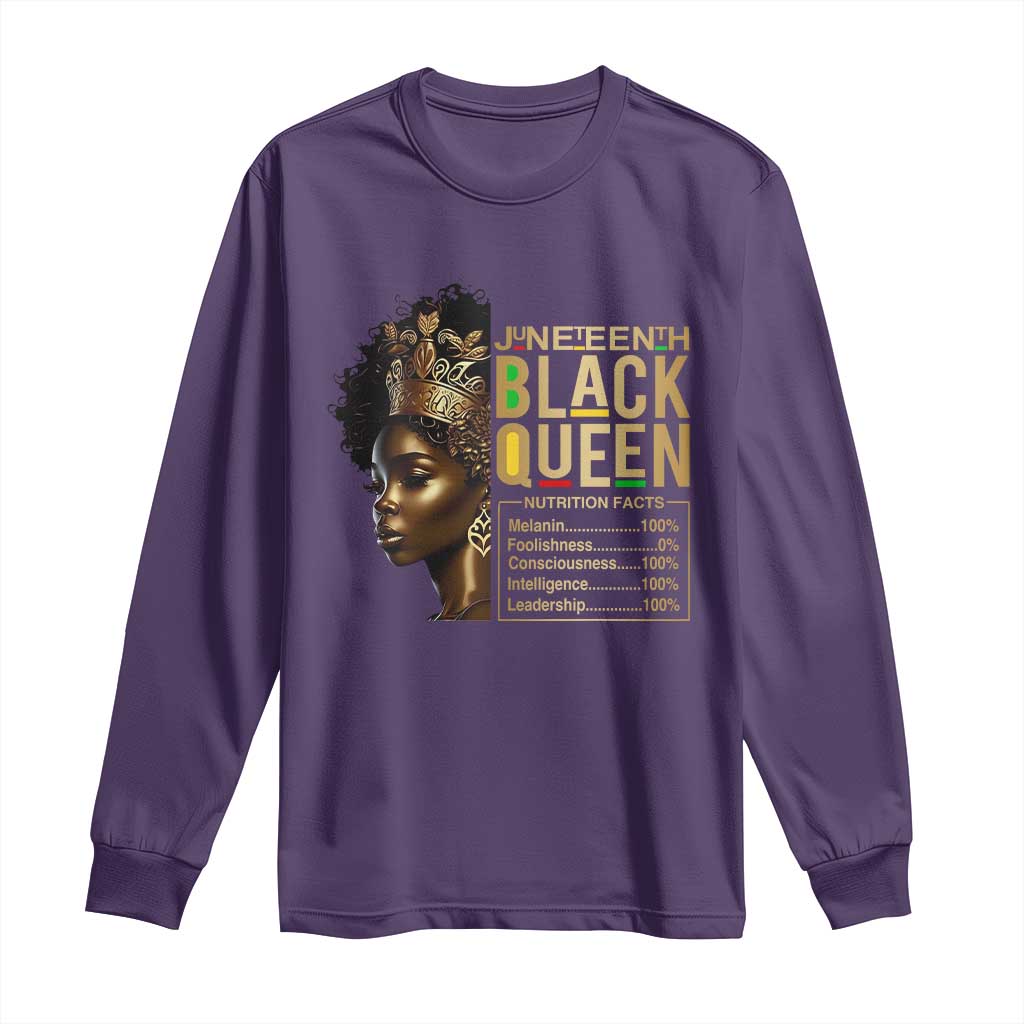 Juneteenth Black Queen Nutritional Facts Long Sleeve Shirt Afro Melanin Queen