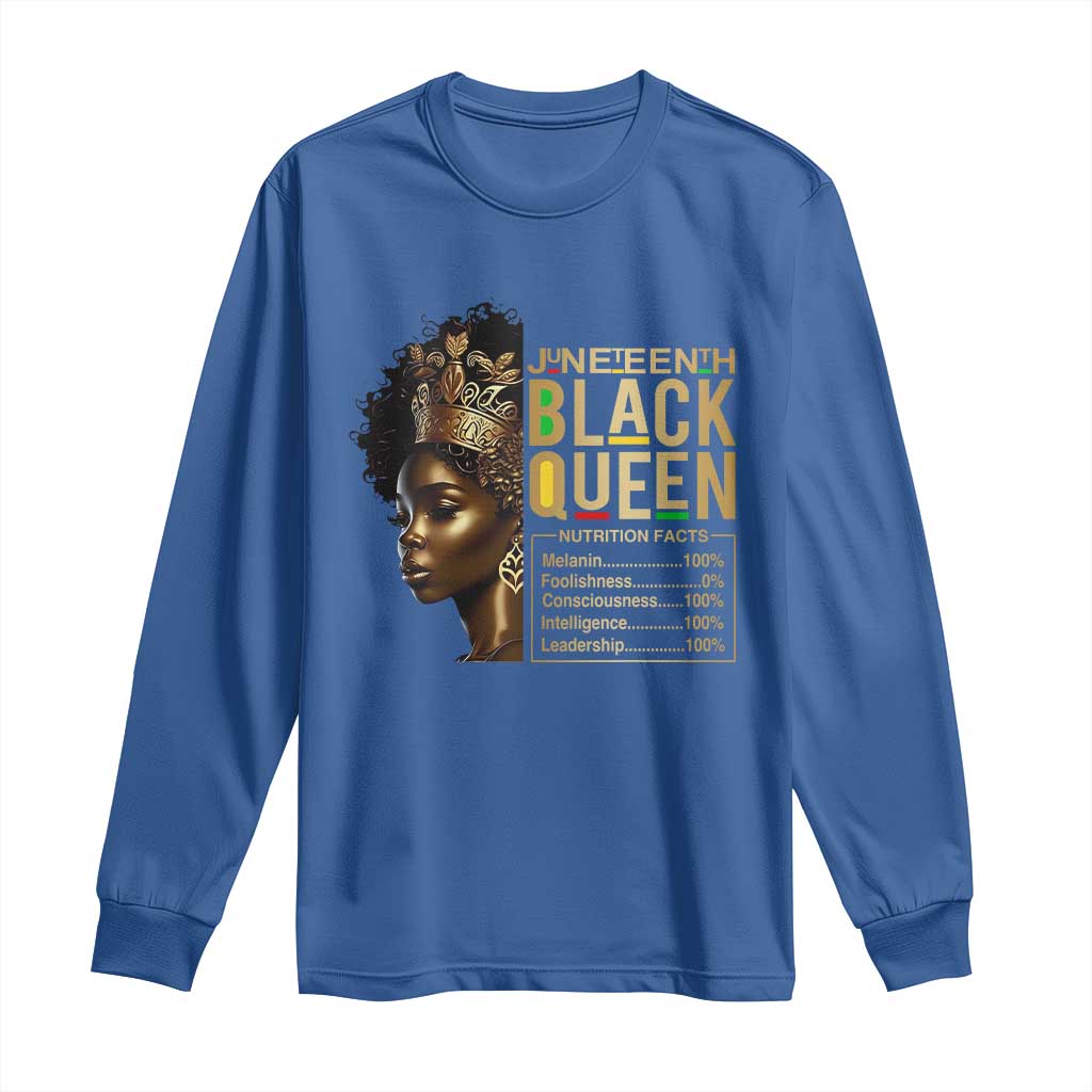 Juneteenth Black Queen Nutritional Facts Long Sleeve Shirt Afro Melanin Queen