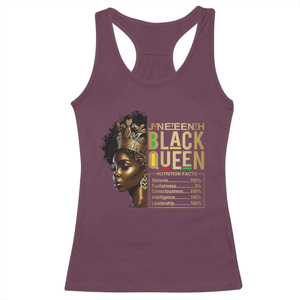 Juneteenth Black Queen Nutritional Facts Racerback Tank Top Afro Melanin Queen