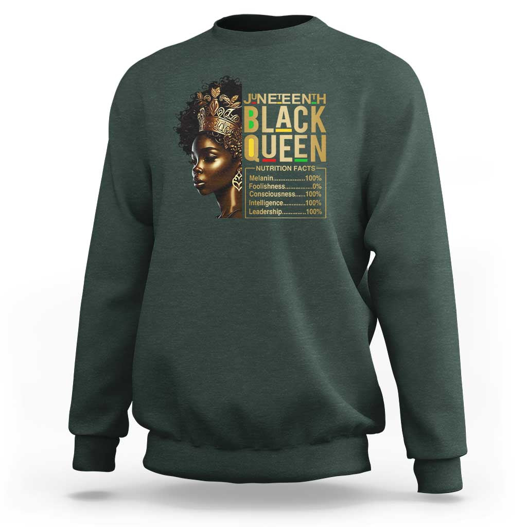 Juneteenth Black Queen Nutritional Facts Sweatshirt Afro Melanin Queen