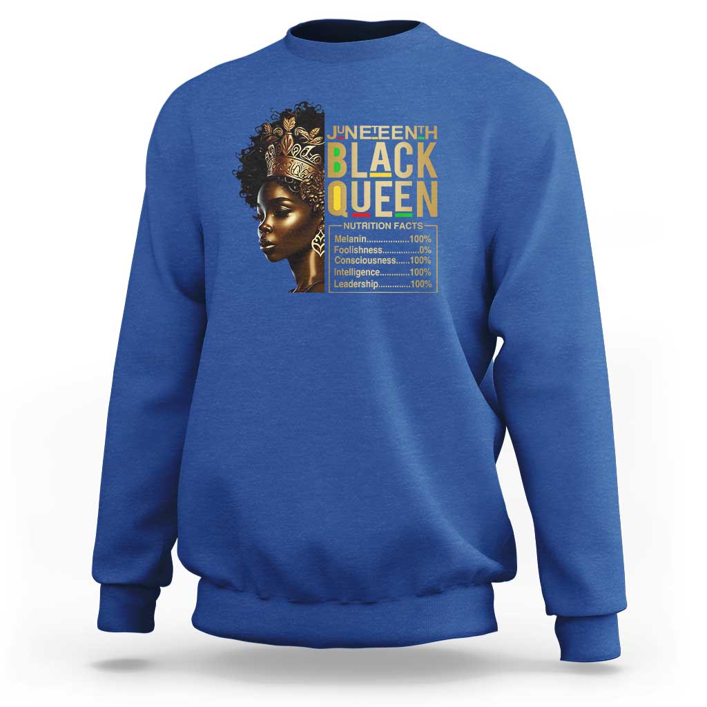 Juneteenth Black Queen Nutritional Facts Sweatshirt Afro Melanin Queen