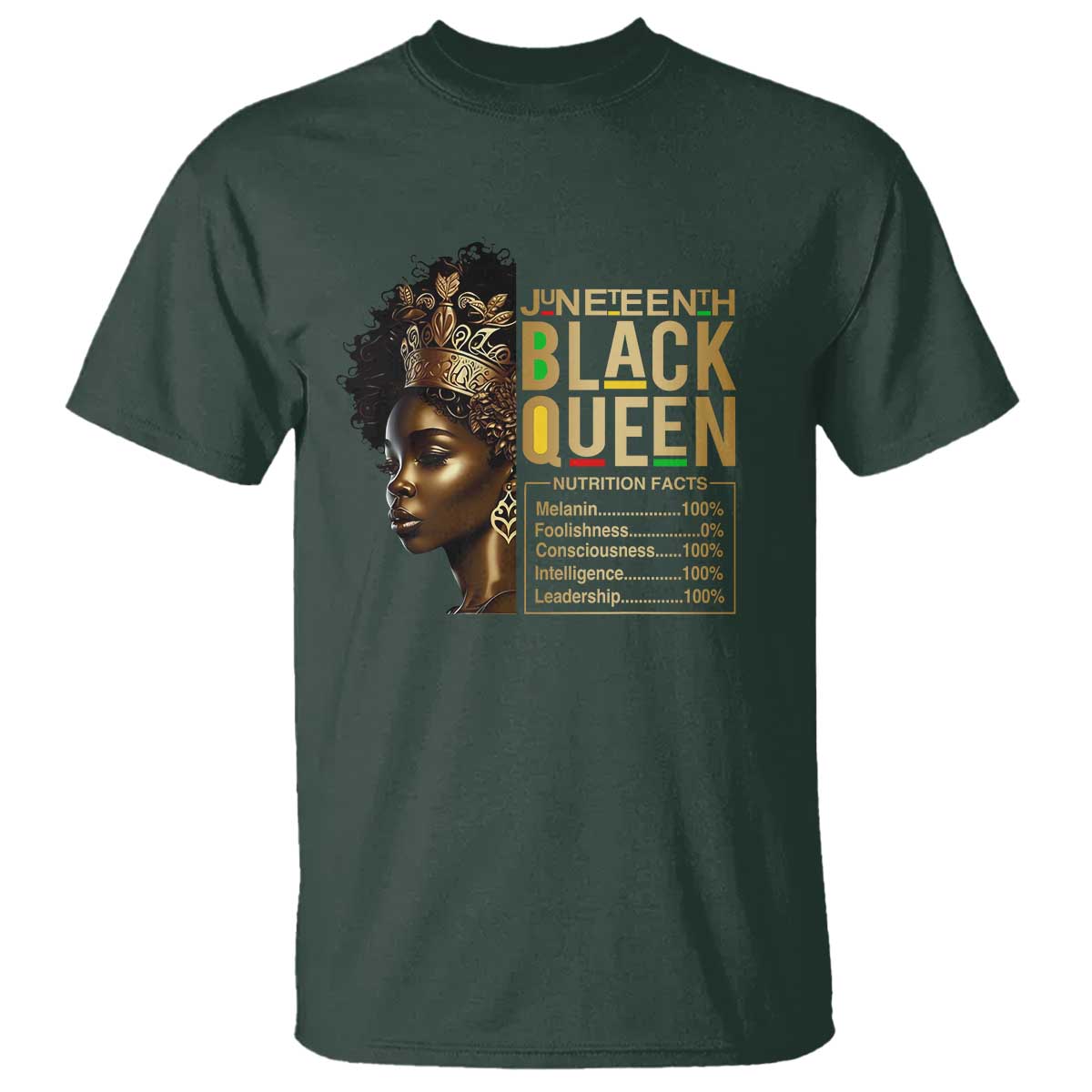 Juneteenth Black Queen Nutritional Facts T Shirt Afro Melanin Queen