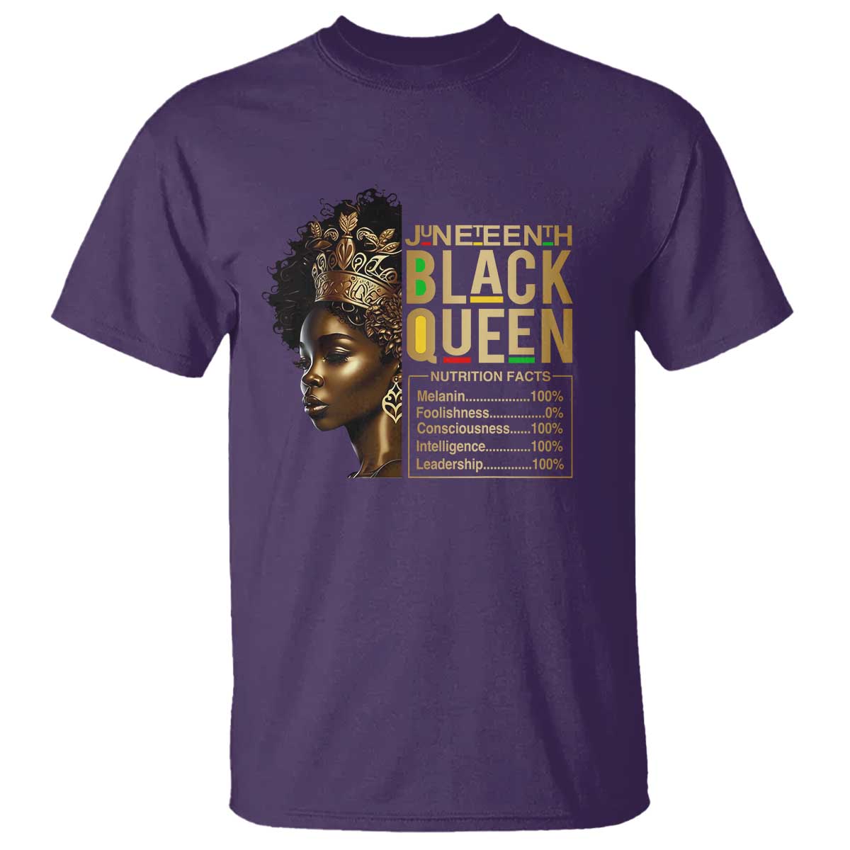 Juneteenth Black Queen Nutritional Facts T Shirt Afro Melanin Queen