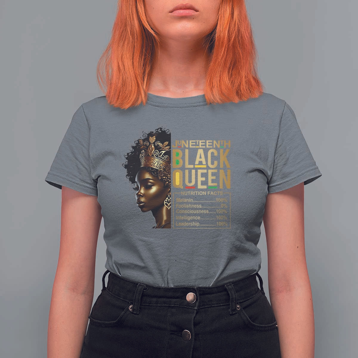 Juneteenth Black Queen Nutritional Facts T Shirt For Women Afro Melanin Queen