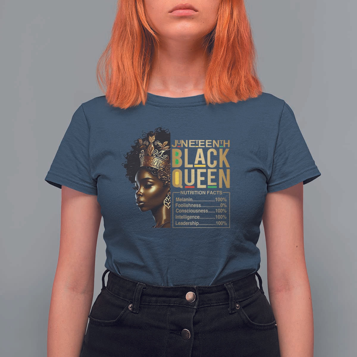 Juneteenth Black Queen Nutritional Facts T Shirt For Women Afro Melanin Queen