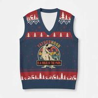Fatherhood Is A Walk In The Park Dinosaur Dad V-Neck Knit Sweater Vest