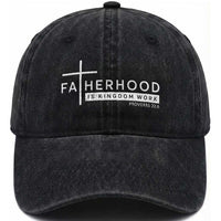 Fatherhood Is Kingdom Work Washed Cotton Baseball Cap Christian Dad