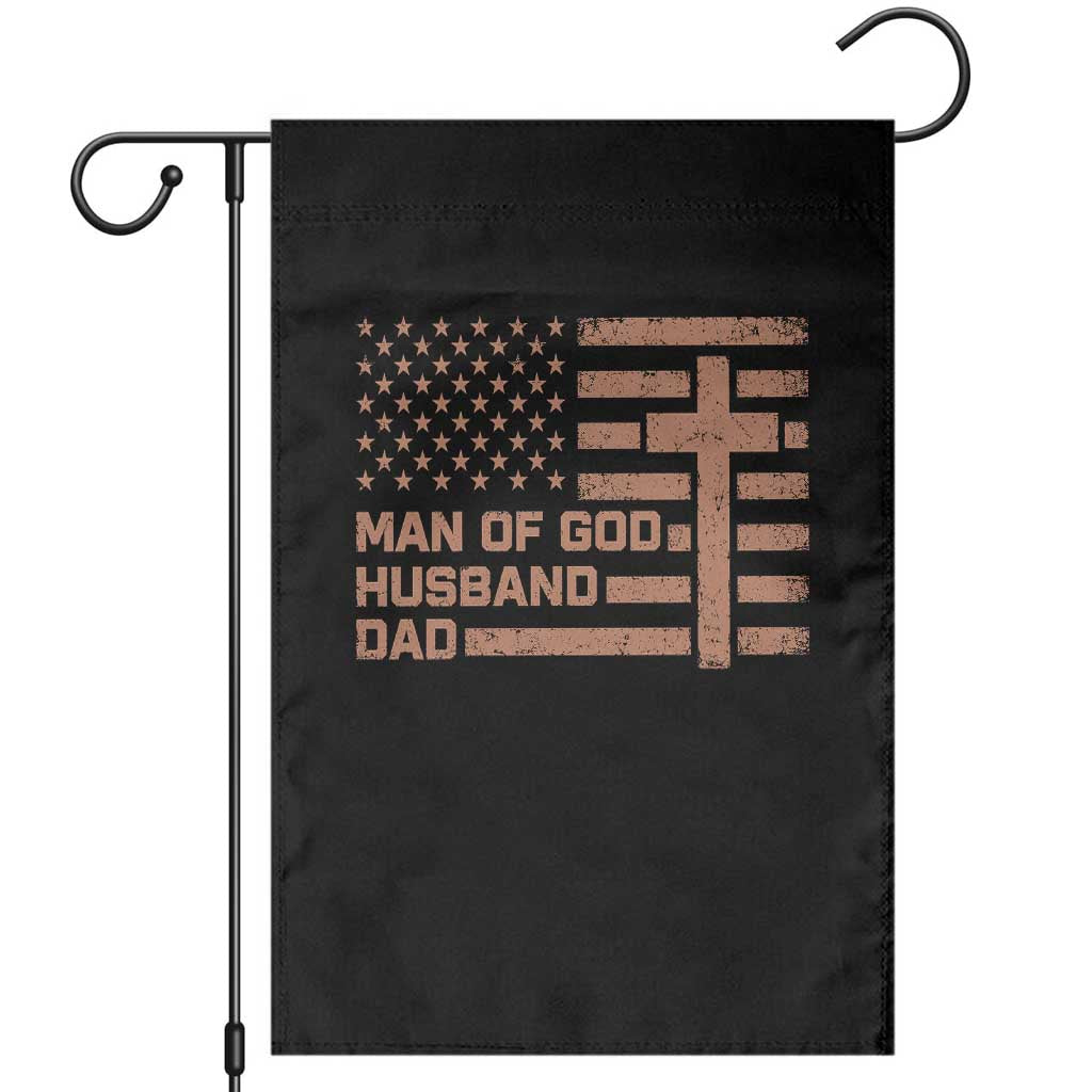 Man of God Husband Dad Christian Dad Father's Day Garden Flag Vintage American Flag
