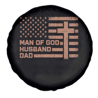 Man of God Husband Dad Christian Dad Father's Day Spare Tire Cover Vintage American Flag