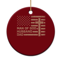 Man of God Husband Dad Christian Dad Father's Day Ceramic Ornament Vintage American Flag
