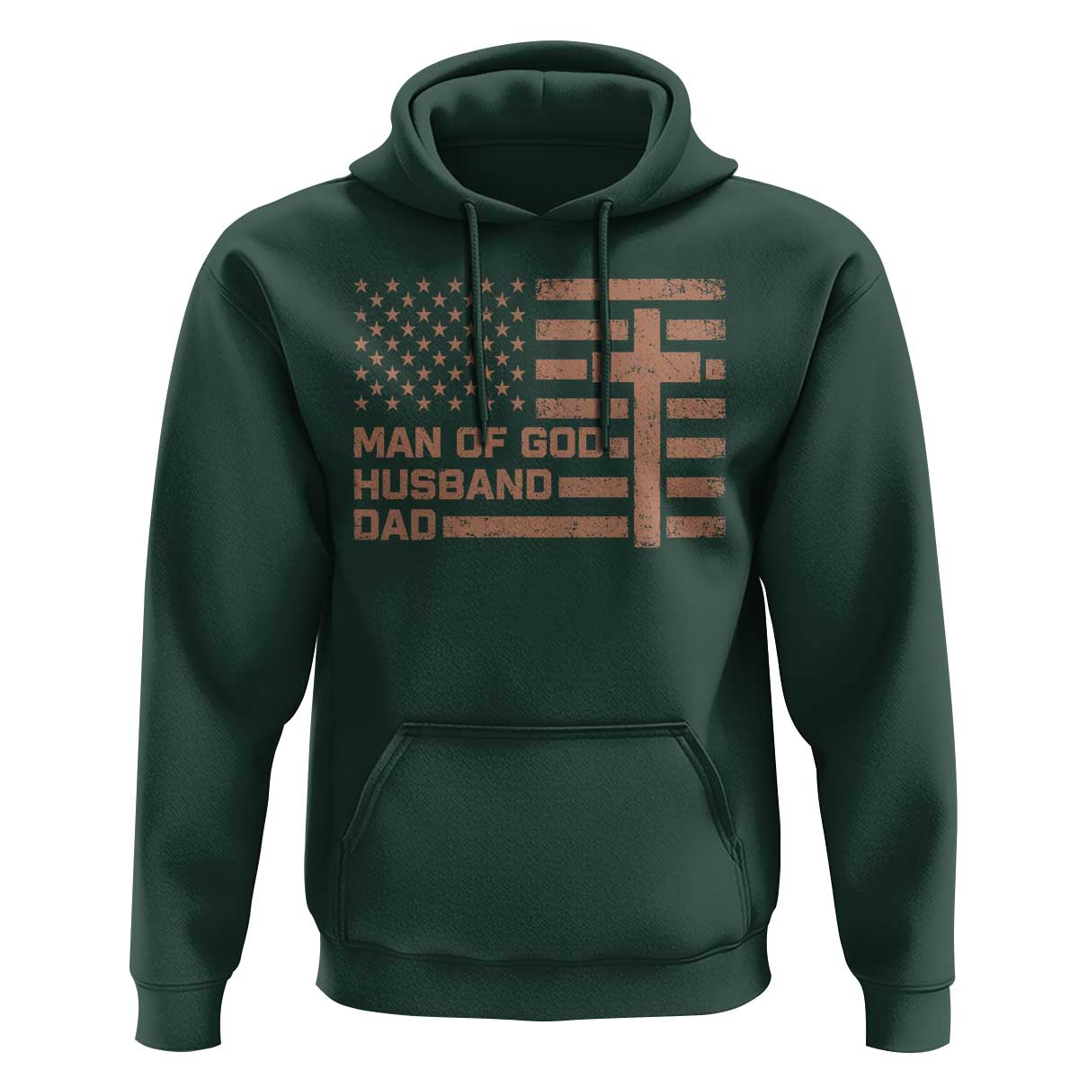 Man of God Husband Dad Christian Dad Father's Day Hoodie Vintage American Flag