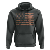 Man of God Husband Dad Christian Dad Father's Day Hoodie Vintage American Flag