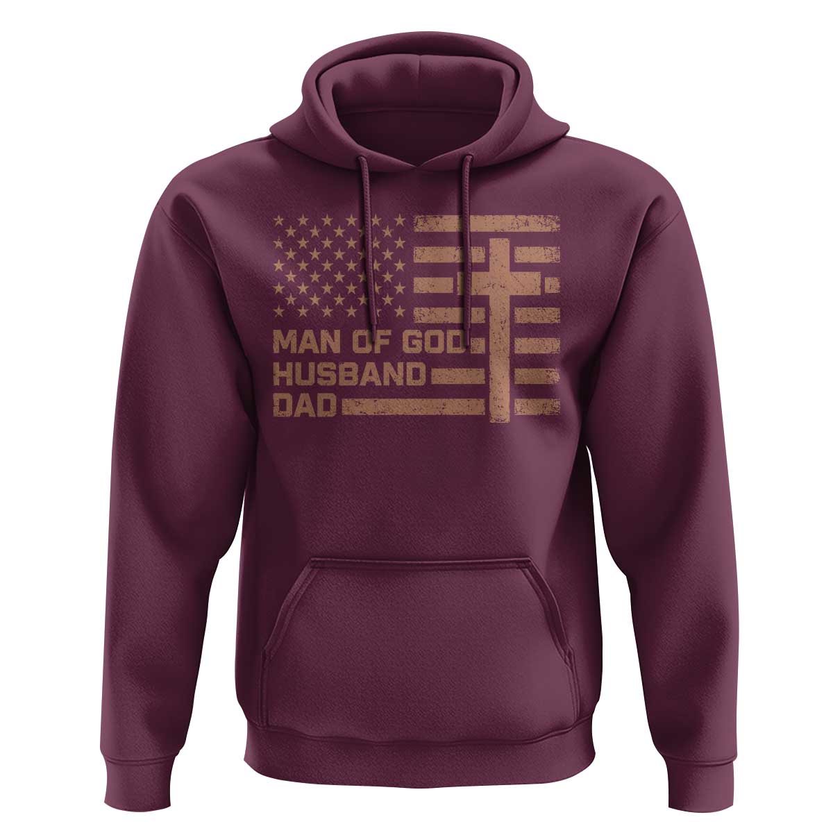 Man of God Husband Dad Christian Dad Father's Day Hoodie Vintage American Flag