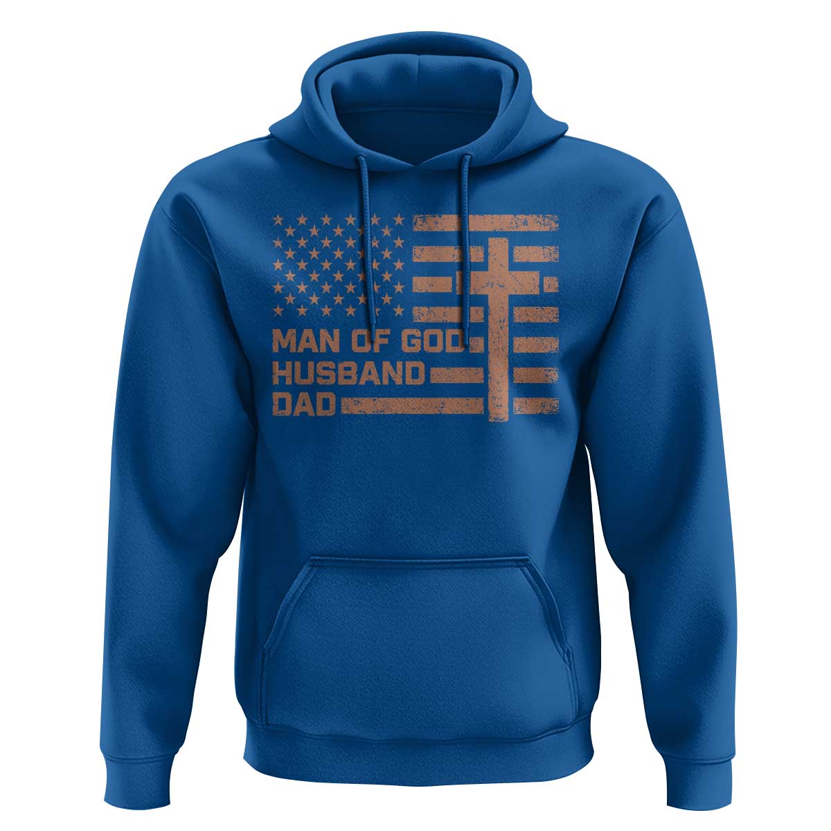 Man of God Husband Dad Christian Dad Father's Day Hoodie Vintage American Flag