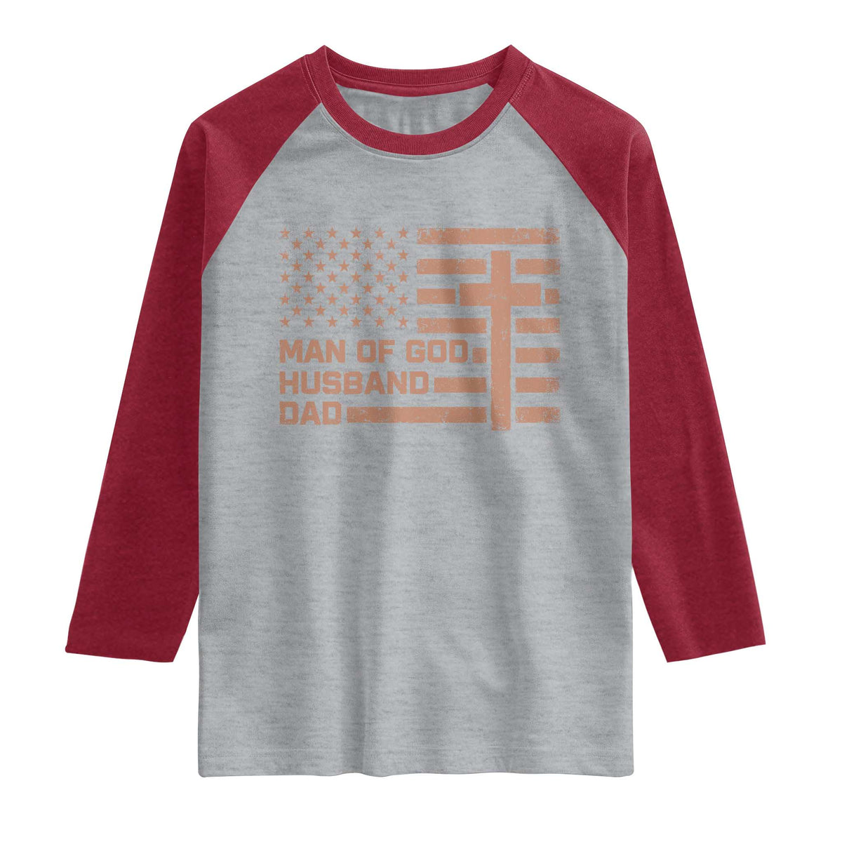 Man of God Husband Dad Christian Dad Father's Day Raglan Shirt Vintage American Flag