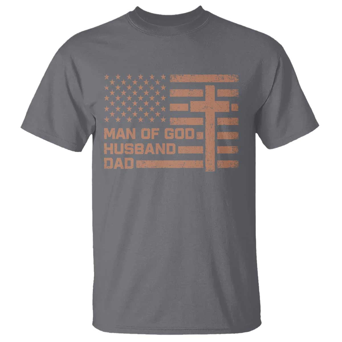 Man of God Husband Dad Christian Dad Father's Day T Shirt Vintage American Flag