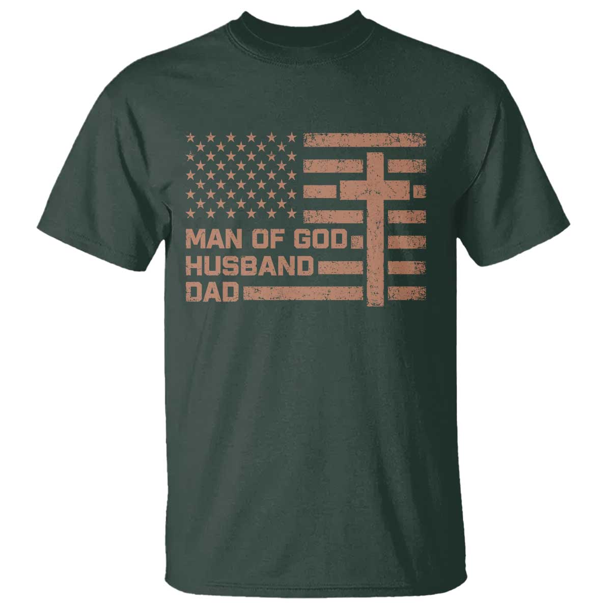 Man of God Husband Dad Christian Dad Father's Day T Shirt Vintage American Flag