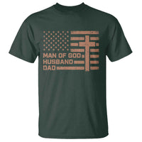 Man of God Husband Dad Christian Dad Father's Day T Shirt Vintage American Flag