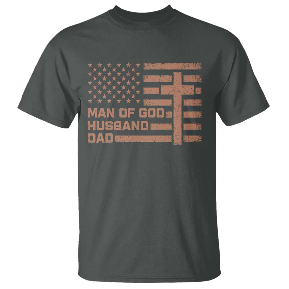 Man of God Husband Dad Christian Dad Father's Day T Shirt Vintage American Flag
