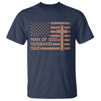 Man of God Husband Dad Christian Dad Father's Day T Shirt Vintage American Flag