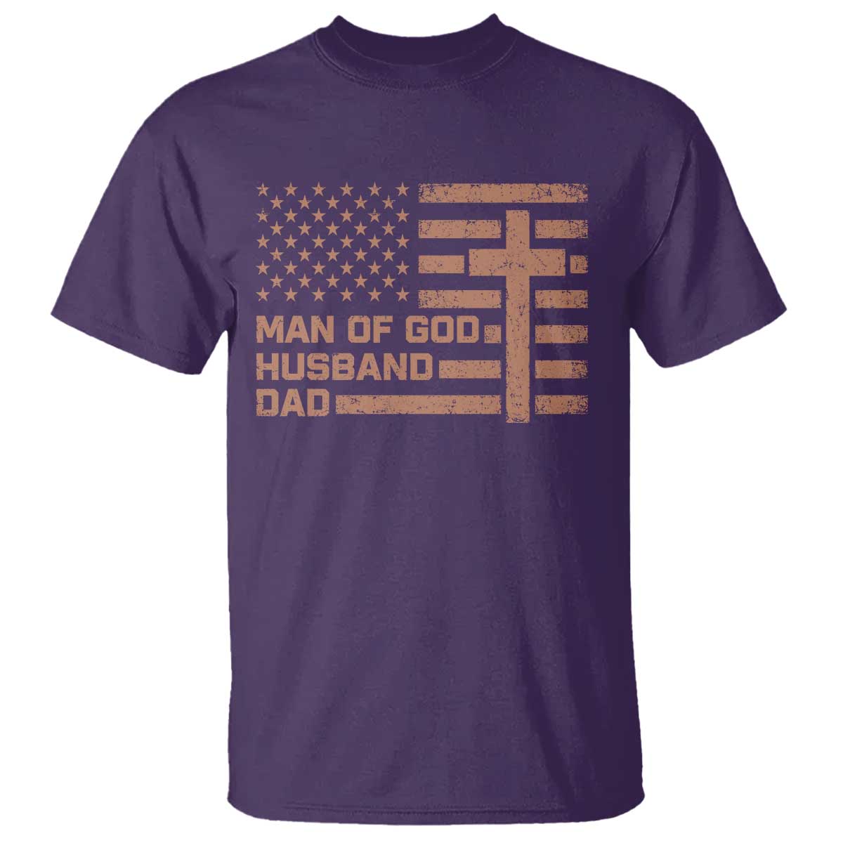Man of God Husband Dad Christian Dad Father's Day T Shirt Vintage American Flag