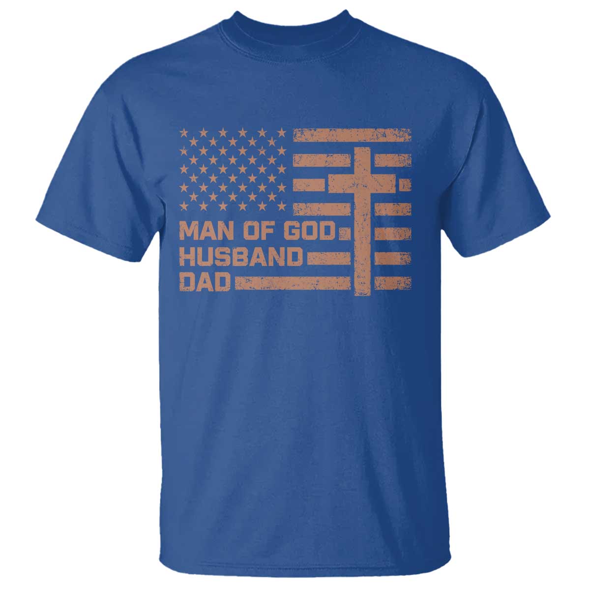 Man of God Husband Dad Christian Dad Father's Day T Shirt Vintage American Flag