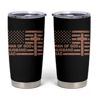 Man of God Husband Dad Christian Dad Father's Day Tumbler Cup Vintage American Flag
