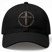 Man Of God Husband Dad Protector Baseball Cap Christian Dad Vintage Jesus Cross