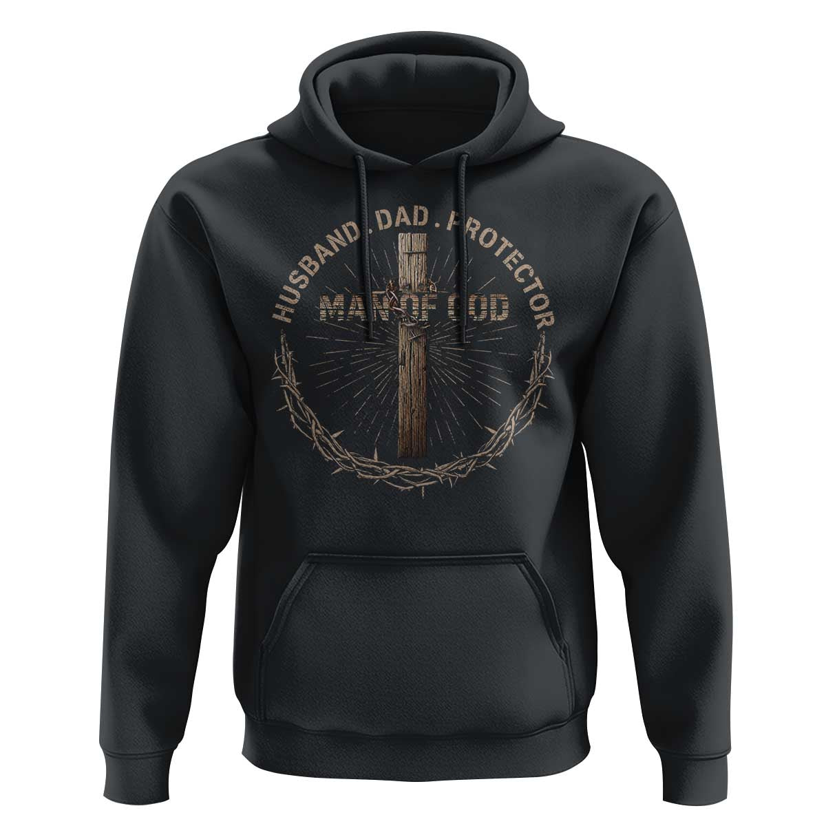 Man Of God Husband Dad Protector Hoodie Christian Dad Vintage Jesus Cross