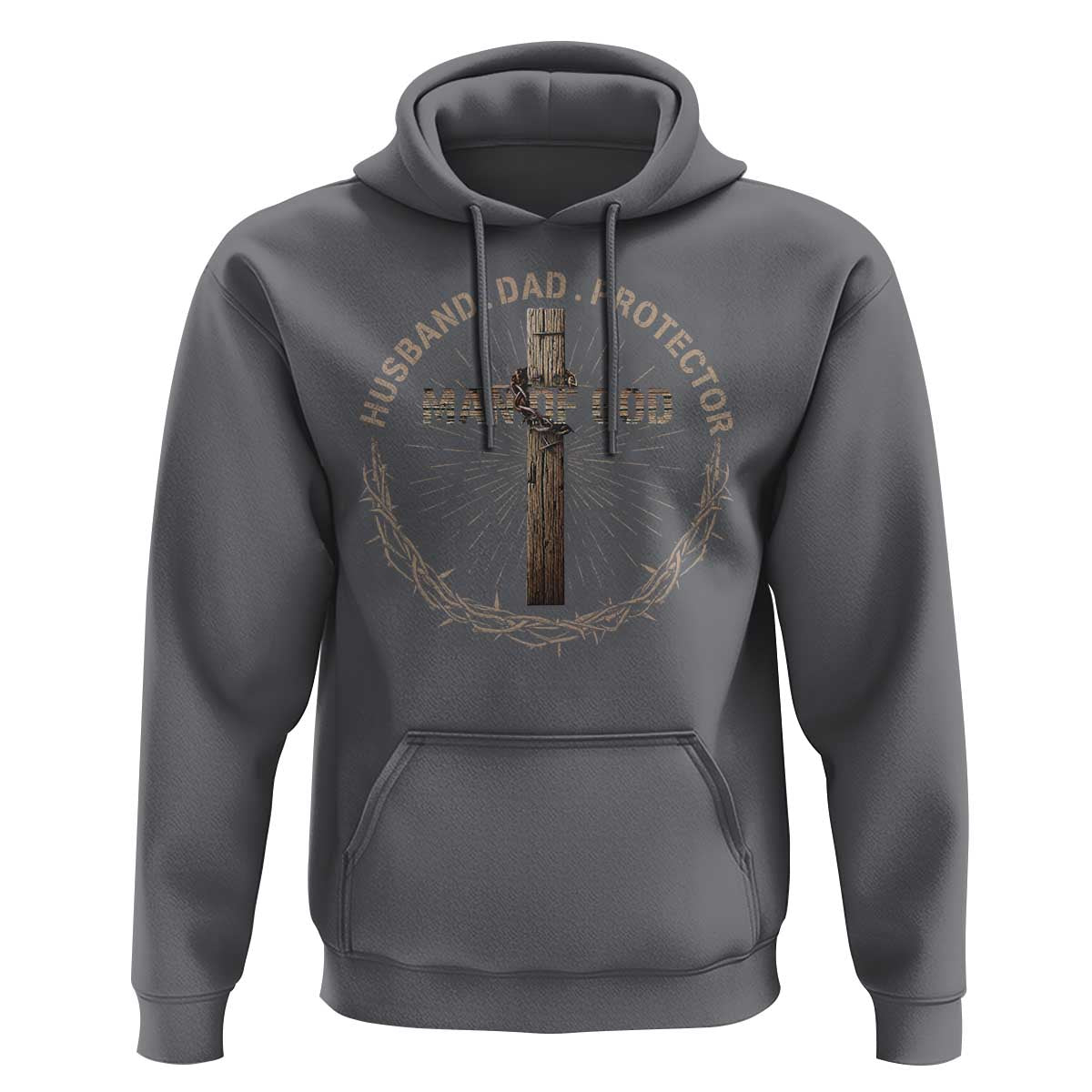 Man Of God Husband Dad Protector Hoodie Christian Dad Vintage Jesus Cross
