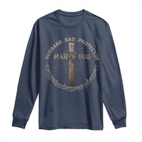 Man Of God Husband Dad Protector Long Sleeve Shirt Christian Dad Vintage Jesus Cross