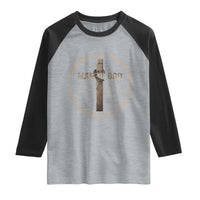 Man Of God Husband Dad Protector Raglan Shirt Christian Dad Vintage Jesus Cross