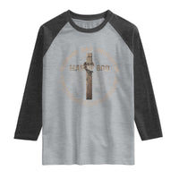Man Of God Husband Dad Protector Raglan Shirt Christian Dad Vintage Jesus Cross