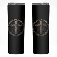 Man Of God Husband Dad Protector Skinny Tumbler Christian Dad Vintage Jesus Cross