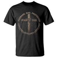 Man Of God Husband Dad Protector T Shirt Christian Dad Vintage Jesus Cross