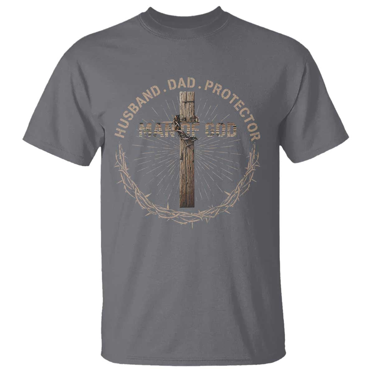Man Of God Husband Dad Protector T Shirt Christian Dad Vintage Jesus Cross