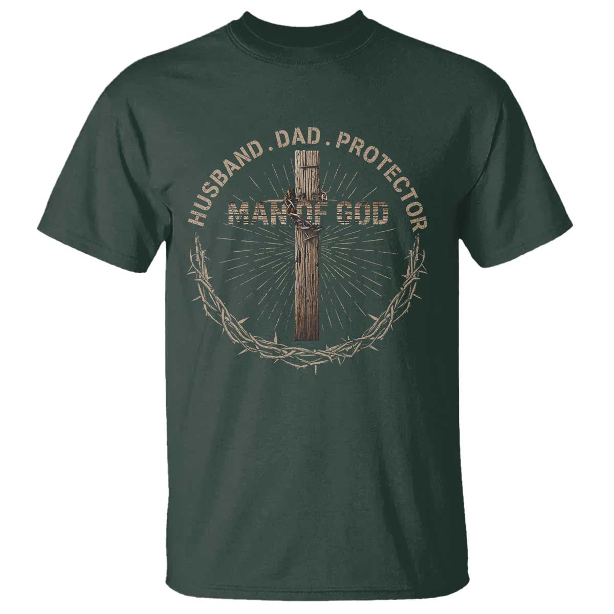 Man Of God Husband Dad Protector T Shirt Christian Dad Vintage Jesus Cross